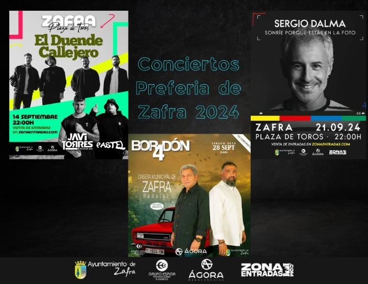 Sergio Dalma, El Duende Callejero y Bordón 4, serán los principales artistas de los conciertos de preferia de Zafra