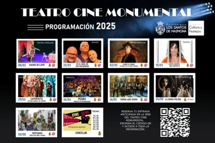 El Teatro Cine Monumental de Los Santos de Maimona presenta su programación para el 2025