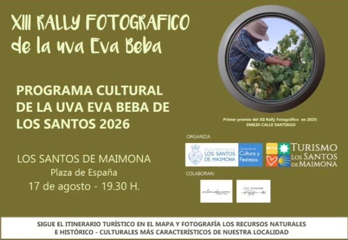 El XIII Rally Fotográfico de la Uva Eva Beba en Los Santos de Maimona se celebrará el 17 de agosto
